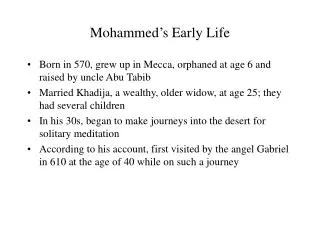 Mohammed’s Early Life