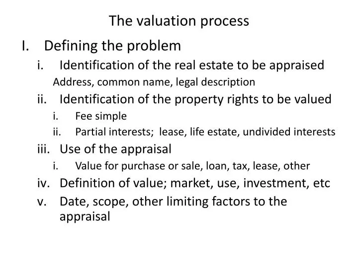 the valuation process