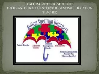 TEACHING AUTISTIC STUDENTS: TOOLS AND STRATEGIES FOR THE GENERAL EDUCATION TEACHER