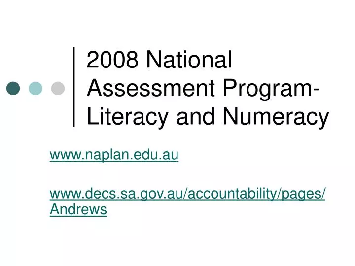 2008 national assessment program literacy and numeracy