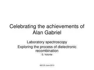Celebrating the achievements of Alan Gabriel