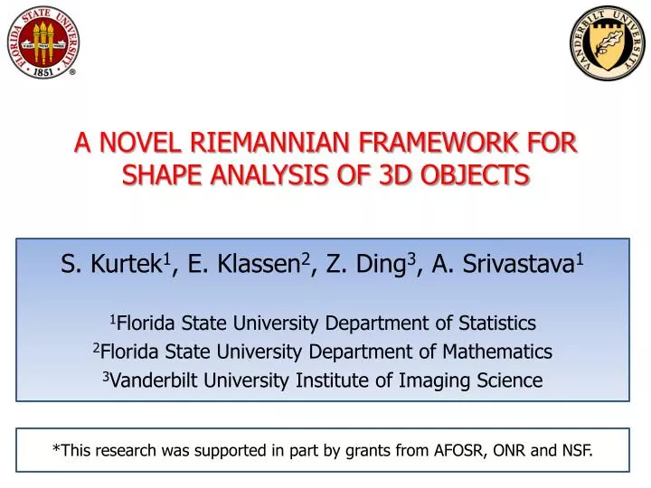a novel riemannian framework for shape analysis of 3d objects