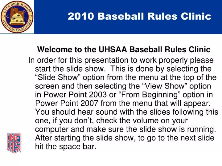 2010 baseball rules clinic