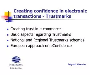 Creating confidence in electronic transactions - Trustmarks