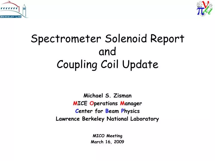 spectrometer solenoid report and coupling coil update