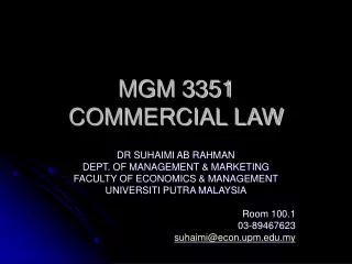 MGM 3351 COMMERCIAL LAW
