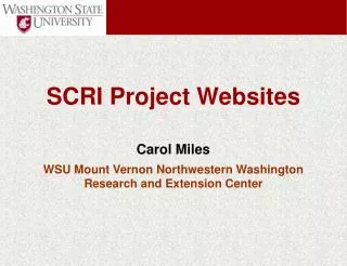 Carol Miles WSU Mount Vernon Northwestern Washington Research and Extension Center