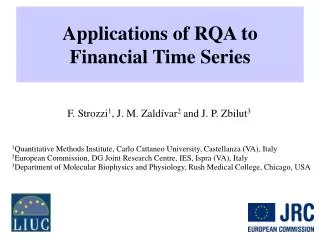 Applications of RQA to Financial Time Series
