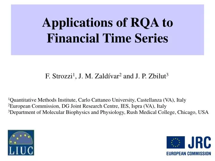 applications of rqa to financial time series
