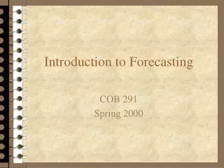 Introduction to Forecasting