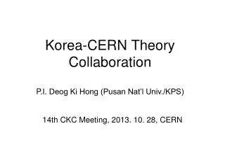 Korea -CERN Theory Collaboration