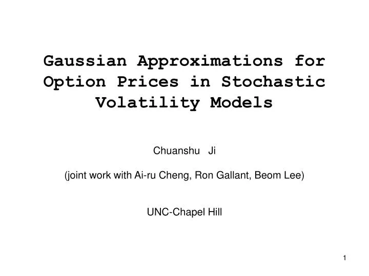 gaussian approximations for option prices in stochastic volatility models
