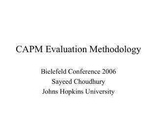 CAPM Evaluation Methodology