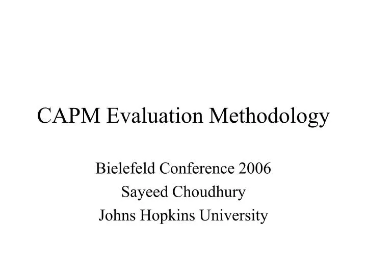 capm evaluation methodology
