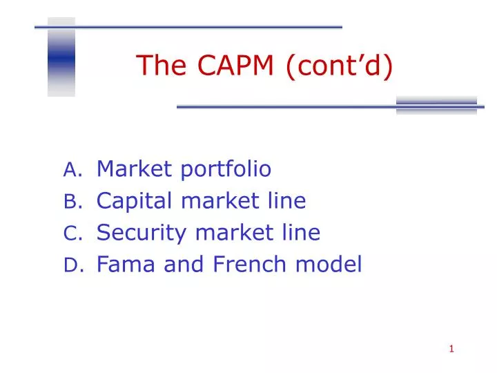 the capm cont d