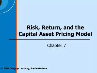 Risk, Return, and the Capital Asset Pricing Model