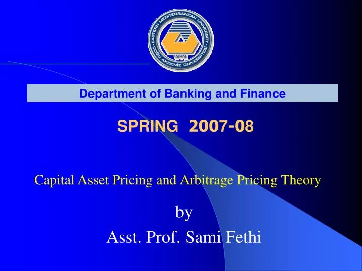 capital asset pricing and arbitrage pricing theory