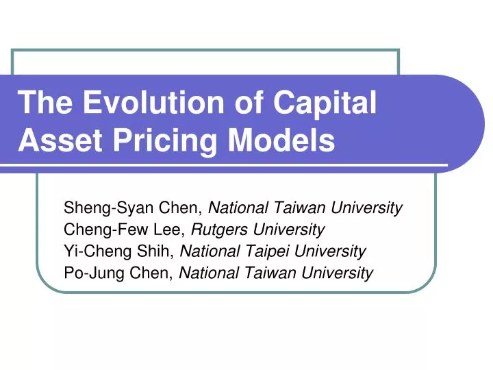the evolution of capital asset pricing models