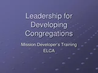 Leadership for Developing Congregations