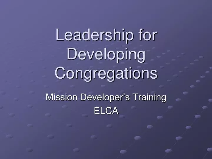 leadership for developing congregations