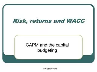 risk returns and wacc