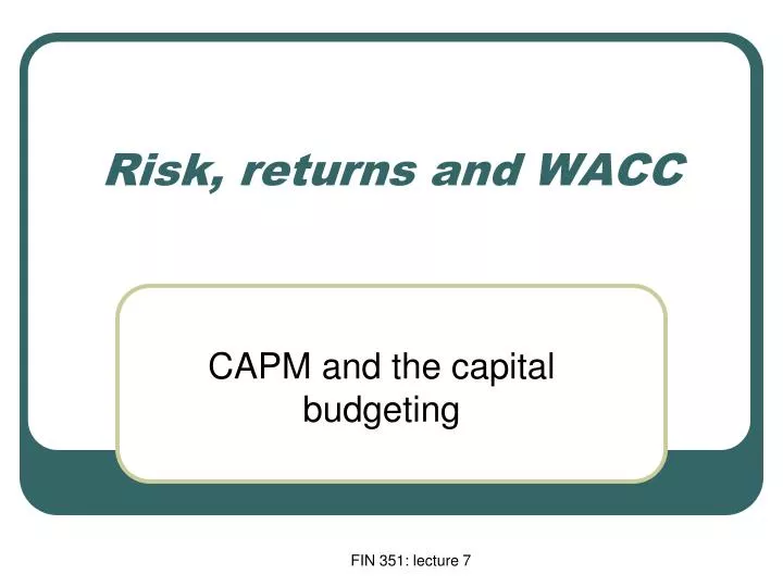 risk returns and wacc