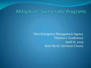 Mitigation: Sustainable Programs