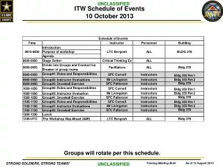 ITW Schedule of Events 10 October 2013