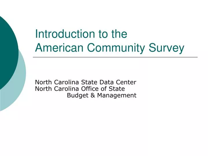 introduction to the american community survey