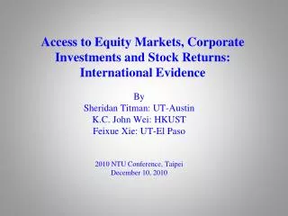 Access to Equity Markets, Corporate Investments and Stock Returns: International Evidence