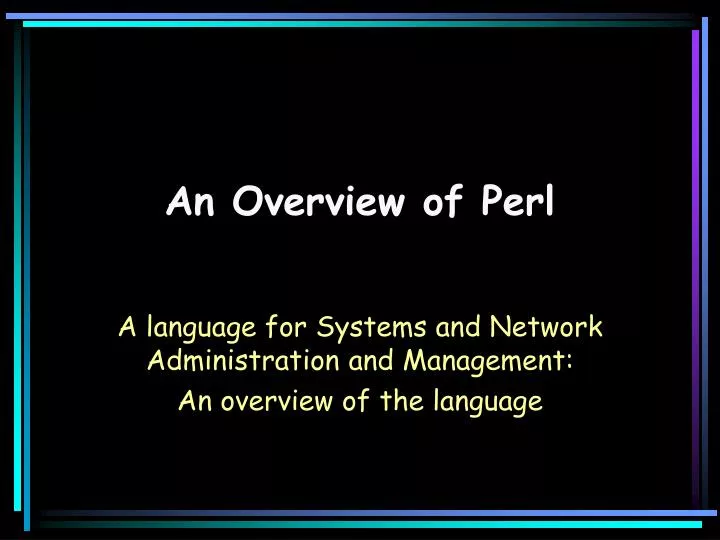 an overview of perl
