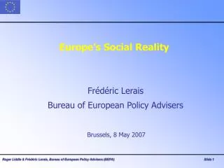 Europe’s Social Reality