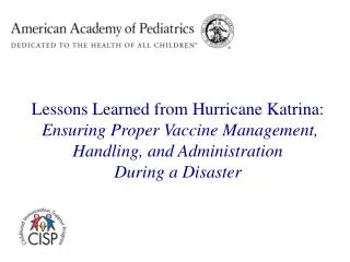 Lessons Learned from Hurricane Katrina: