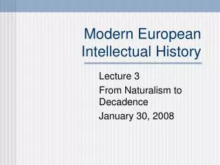 Modern European Intellectual History