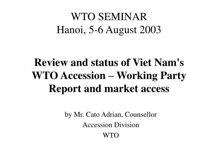 wto seminar hanoi 5 6 august 2003