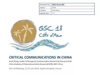 Critical Communications IN china