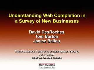 Understanding Web Completion in a Survey of New Businesses