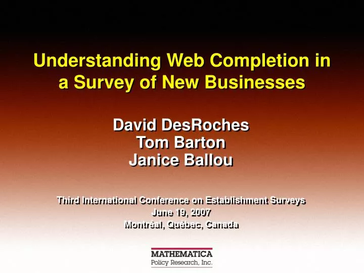 understanding web completion in a survey of new businesses
