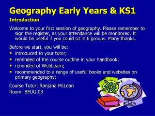 Geography Early Years &amp; KS1