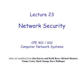 Lecture 23 Network Security