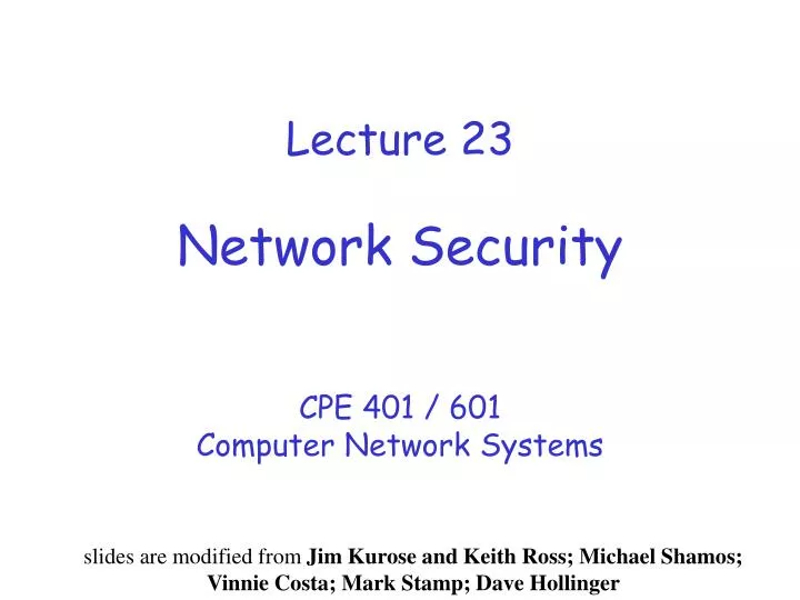 lecture 23 network security