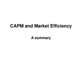 CAPM and Market Efficiency