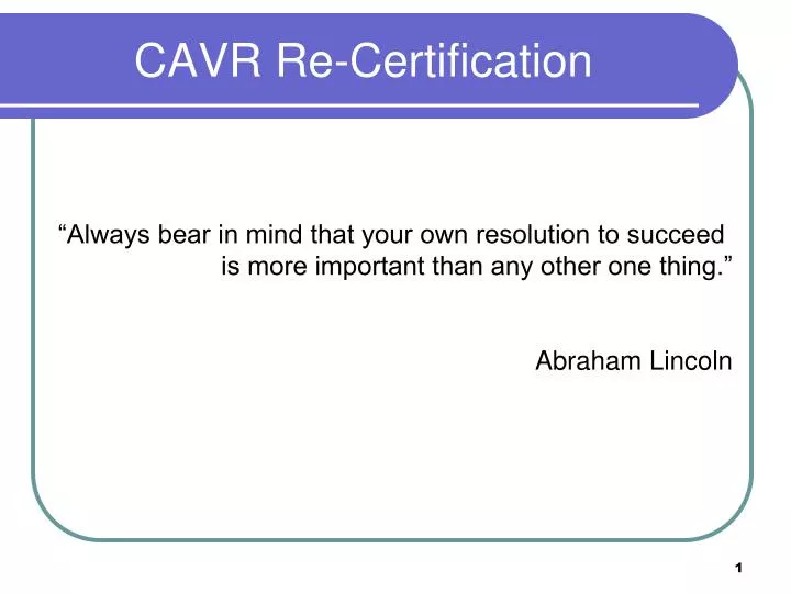cavr re certification