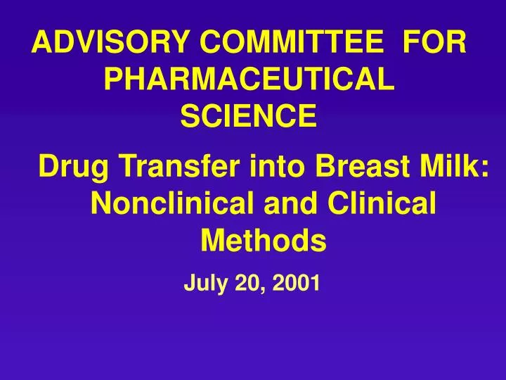 advisory committee for pharmaceutical science