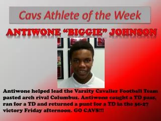 Cavs Athlete of the Week