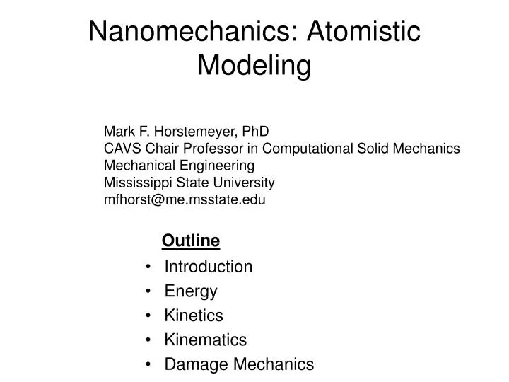 nanomechanics atomistic modeling