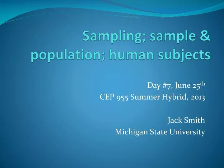 sampling sample population human subjects