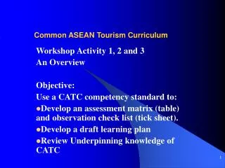 Common ASEAN Tourism Curriculum