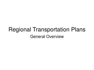 Regional Transportation Plans