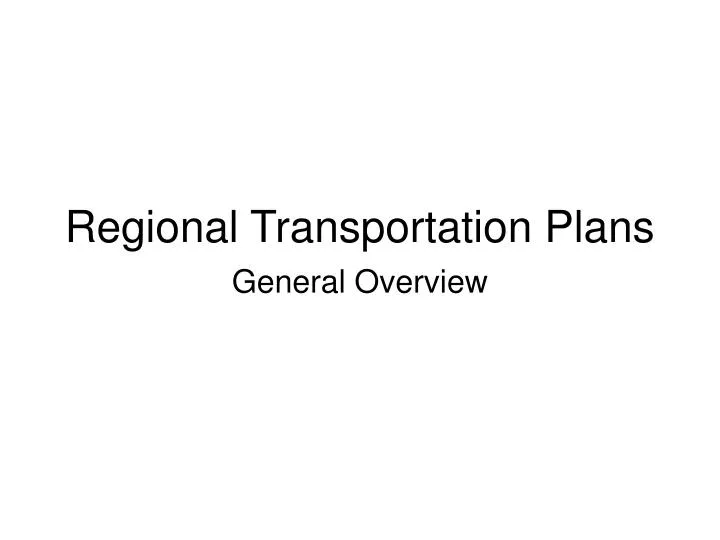 regional transportation plans